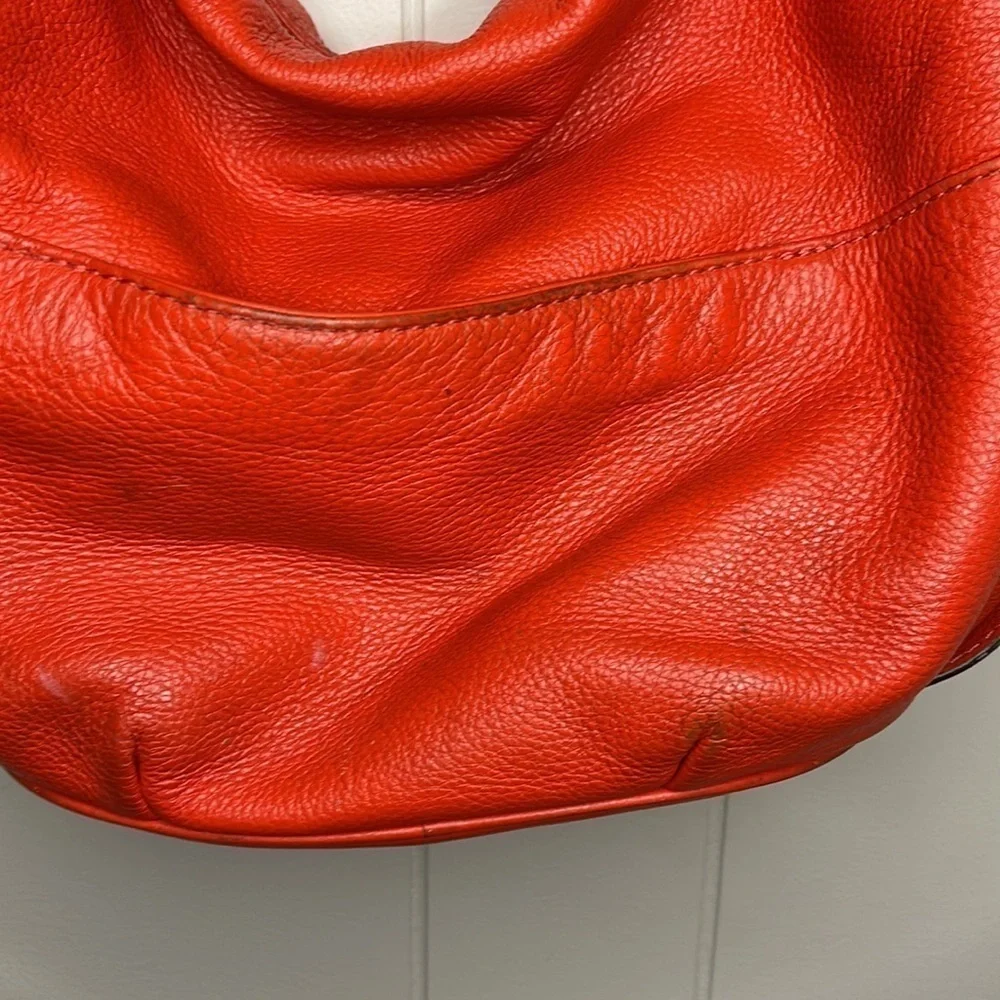 Michael Kors Fulton Orange Red Pebbled Leather Handbag Shoulder Bag